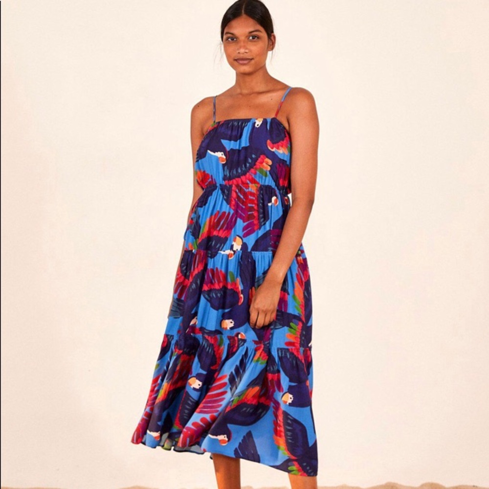 Farm Rio Rainbow Macaw Midi Dress